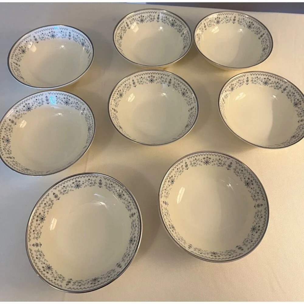 Vintage Minton Beaumaris Fruit/Dessert (Sauce) Bowls (8) Blue Floral 5 1/4
